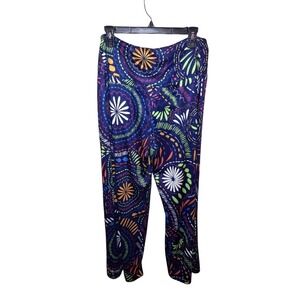 Arolina Womens Wide Leg Palazzo Pants Navy Blue Mandala Print Boho Lounge Large